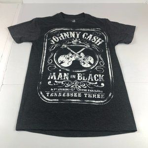 Johnny Cash Shirt Men's Small Dark Grey White Man In Black Tennessee Three Band
